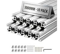 VEVOR Profilé Aluminium Extrudé 2020 10 PCS Profilé Alu Anodisé 1000 mm Rainure en T Standard Européen pour Châssis d'Imprimante 3D, Machine CNC, Mobilier, Établis, Bricolage, Haute Résistance, Argent