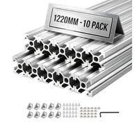 VEVOR Profilé Aluminium Extrudé 2020 10 PCS Profilé Alu Anodisé 1220 mm Rainure en T Standard Européen pour Châssis d'Imprimante 3D, Machine CNC, Mobilier, Établis, Bricolage, Haute Résistance, Argent