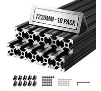 VEVOR Profilé Aluminium Extrudé 2020 10 PCS Profilé Alu Anodisé 1220 mm Rainure en T Standard Européen pour Châssis d'Imprimante 3D, Machine CNC, Mobilier, Établis, Bricolage, Haute Résistance, Noir
