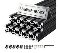 VEVOR Profilé Aluminium Extrudé 2020 10 PCS Profilé Alu Anodisé 600 mm Rainure en T Standard Européen pour Châssis d'Imprimante 3D, Machine CNC, Mobilier, Établis, Bricolage, Haute Résistance, Noir