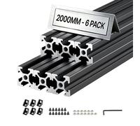 VEVOR Profilé Aluminium Extrudé 2020 6 PCS Profilé Alu Anodisé 2000 mm Rainure en T Standard Européen pour Châssis d'Imprimante 3D, Machine CNC, Mobilier, Établis, Bricolage, Haute Résistance, Noir