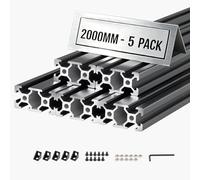 VEVOR Profilé Aluminium Extrudé 2040 5 PCS Profilé Alu Anodisé 2000 mm Rainure en V Standard Européen pour Châssis d'Imprimante 3D, Machine CNC, Mobilier, Établis, Bricolage, Haute Résistance, Noir
