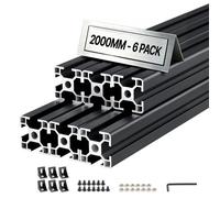 VEVOR Profilé Aluminium Extrudé 3030 6 PCS Profilé Alu Anodisé 2000 mm Rainure en T Standard Européen pour Châssis d'Imprimante 3D, Machine CNC, Mobilier, Établis, Bricolage, Haute Résistance, Noir