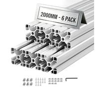 VEVOR Profilé Aluminium Extrudé 4040 6 PCS Profilé Alu Anodisé 2000 mm Rainure en T Standard Européen pour Châssis d'Imprimante 3D, Machine CNC, Mobilier, Établis, Bricolage, Haute Résistance, Argenté
