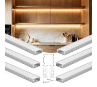VEVOR Profilé Aluminium LED en U 1 m Lot de 6 Canal LED pour Ruban Lumineux Éclairage sous Meuble Cuisine, avec Diffuseur en PC Blanc Laiteux, Clips de Fixation et Embouts, Aluminium Anodisé Argent