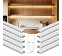 VEVOR Profilé Aluminium LED en U 1 m Lot de 10 Canal LED pour Ruban Lumineux Éclairage sous Meuble Cuisine, avec Diffuseur en PC Blanc Laiteux, Embouts et Clips de Fixation, Aluminium Anodisé Argent