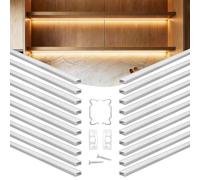 VEVOR Profilé Aluminium LED en U 1 m Lot de 20 Canal LED pour Éclairage sous Meuble Ruban Lumineux Cuisine, avec Diffuseur en PC Blanc Laiteux, Embouts et Clips de Fixation, Aluminium Anodisé Argent