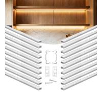 VEVOR Profilé Aluminium LED en U 1 m Lot de 20 Canal LED pour Éclairage sous Meuble Ruban Lumineux Cuisine, avec Diffuseur en PC Blanc Laiteux, Embouts et Clips de Fixation, Aluminium Anodisé Argent
