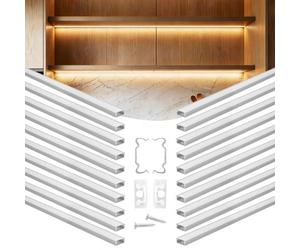 VEVOR Profilé Aluminium LED en U 1 m Lot de 20 Canal LED pour Éclairage sous Meuble Ruban Lumineux Cuisine, avec Diffuseur en PC Blanc Laiteux, Embouts et Clips de Fixation, Aluminium Anodisé Argent