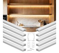 VEVOR Profilé Aluminium LED en U 2 m Lot de 10 Canal LED pour Éclairage sous Meuble Ruban Lumineux Cuisine, avec Diffuseur en PC Blanc Laiteux, Embouts et Clips de Fixation, Aluminium Anodisé Argent