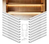 VEVOR Profilé Aluminium LED en U 2 m Lot de 20 Canal LED pour Ruban Lumineux Éclairage sous Meuble Cuisine, avec Diffuseur en PC Blanc Laiteux, Clips de Fixation et Embouts, Aluminium Anodisé Argent