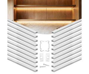 VEVOR Profilé Aluminium LED en U 2 m Lot de 20 Canal LED pour Ruban Lumineux Éclairage sous Meuble Cuisine, avec Diffuseur en PC Blanc Laiteux, Clips de Fixation et Embouts, Aluminium Anodisé Argent