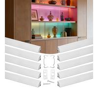 VEVOR Profilé Aluminium LED en V 2 m Lot de 10 Canal LED pour Ruban Lumineux Éclairage sous Meuble Cuisine, avec Diffuseur en PC Blanc Laiteux, Embouts et Clips de Fixation, Aluminium Anodisé Argent