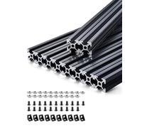 VEVOR Profilés d'Extrusion en Aluminium 2020, Lot de 10, Rail Linéaire Anodisé Norme Européen Rainure en T 1000 mm, Haute Résistance, pour Imprimante 3D, Machine Bricolage CNC, Gravure au Laser, Noir