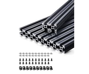VEVOR Profilés d'Extrusion en Aluminium 2020, Lot de 10, Rail Linéaire Anodisé Norme Européen Rainure en T 1000 mm, Haute Résistance, pour Imprimante 3D, Machine Bricolage CNC, Gravure au Laser, Noir