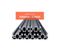 VEVOR Profilés d'Extrusion en Aluminium 2040, Lot de 5, Rail Linéaire Anodisé Norme Européen Rainure en T 2000 mm, Haute Résistance, pour Imprimante 3D, Machine Bricolage CNC, Gravure au Laser, Noir