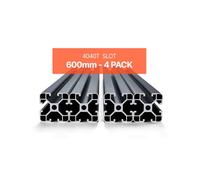 VEVOR Profilés d'Extrusion en Aluminium 4040, Lot de 4, Rail Linéaire Anodisé Norme Européen Rainure en T 600 mm, Haute Résistance, pour Imprimante 3D, Machine Bricolage CNC, Gravure au Laser, Noir