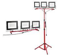 VEVOR Projecteur LED sur trépied, 21000 LM, lampe de travail LED portable à trois têtes avec interrupteur individuel et cordon d'alimentation de 3,3 m, étanchéité IP65, pour chantiers de construction