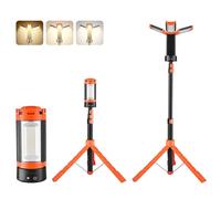 VEVOR Projecteur LED sur trépied amovible, 2200 LM, lampe de travail LED rechargeable sans fil pour camping, 10 Ah, avec trois têtes, intensité variable 3000 K-6500 K, éclairage de chantier portable