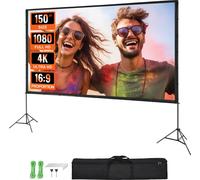 VEVOR Projection Beamer Ecran avec support 150 pouces HD 4K Outdoor Indoor Projector Screen Rapidement Pliable Ecran de cinéma portable 16 : 9 pour le home cinéma, le camping et les événements de lois