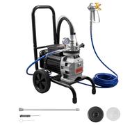 VEVOR Pulvérisateur de Peinture sans Air à Membrane, Système de Pulvérisation de Peinture Airless 1100 W, pour Décor Intérieure Extérieure, Haute Pression 15,17 MPa, avec Chariot, Rallonge et Brosse