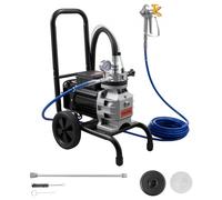 VEVOR Pulvérisateur de Peinture sans Air à Membrane, Système de Pulvérisation de Peinture Airless 1100 W, pour Décor Intérieure Extérieure, Haute Pression 15,17 MPa, avec Chariot, Rallonge et Brosse