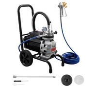 VEVOR Pulvérisateur de Peinture sans Air à Membrane, Système de Pulvérisation de Peinture Airless 1500 W, pour Décor Intérieure Extérieure, Haute Pression 19,31 MPa, avec Chariot, Rallonge et Brosse