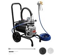 VEVOR Pulvérisateur de Peinture sans Air à Membrane, Système de Pulvérisation de Peinture Airless 1500 W, pour Décor Intérieure Extérieure, Haute Pression 19,31 MPa, avec Chariot, Rallonge et Brosse