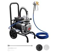 VEVOR Pulvérisateur de Peinture sans Air à Membrane, Système de Pulvérisation de Peinture Airless 1800 W, pour Décor Intérieure Extérieure, Haute Pression 22,75 MPa, avec Chariot, Rallonge et Brosse