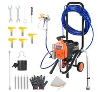 VEVOR Pulvérisateur de Peinture sans Air sur Pied, Système de Pulvérisation de Peinture 1500 W, 3300 PSI, avec Chariot, Brosse, Tuyau, Rallonge, Buses, pour Déco Intérieure Fournitures Clôtures