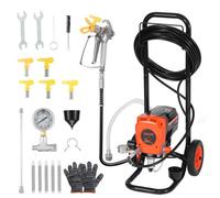 VEVOR Pulvérisateur de Peinture sans Air sur Pied, Système de Pulvérisation de Peinture 900 W, 3300 PSI, avec Chariot, Brosse, Tuyau, Rallonge, Buses, pour Déco Intérieure Fournitures Clôtures