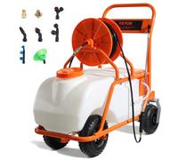 VEVOR Pulvérisateur de pelouse sur Roue, Pression réglable 0 à 90 PSI, pulvérisateur avec réservoir 60 L, avec 8 Buses, 2 Baguettes, Couvercle à Large Ouverture pour Jardin, désherbage, pulvérisation