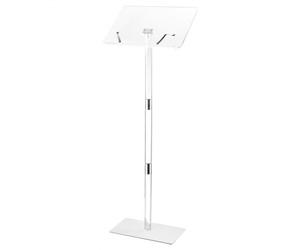 VEVOR Pupitre de Conférence 104,5 cm, Podium sur Pied en Acrylique, Lutrin pour Présentation avec Large Surface de Lecture et Pinces à Livres, Angle Réglable, pour Bureau École Mariage Concert