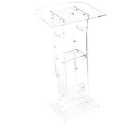 VEVOR Pupitre de Conférence 109 cm, Podium sur Pied en Acrylique, Lutrin pour Présentation avec Large Surface de Lecture, Butoir de Livre et Étagère de Rangement, pour Bureau École Mariage Concert