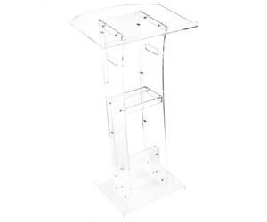 VEVOR Pupitre de Conférence 109 cm, Podium sur Pied en Acrylique, Lutrin pour Présentation avec Large Surface de Lecture, Butoir de Livre et Étagère de Rangement, pour Bureau École Mariage Concert