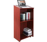 VEVOR Pupitre de Conférence 60 x 36 x 120 cm Podium de Présentation en Bois MDF Plan Incliné avec Étagère de Stockage et 4 roulettes Lutrin pour Présentation Réception Bureau École Église Marron