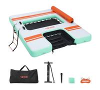 VEVOR Quai Flottant Gonflable 2,44x1,83 m Plateforme de Quai Gonflable pour Piscine Plage Mer Moments Détente Famille Amis, avec Sac Transport Portable, Échelle Amovible, Rampe Sous-marine pour Chien