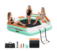 VEVOR Quai Flottant Gonflable 2,6x2,6 m Plateforme de Quai Gonflable pour Piscine Plage Mer Lac Réunions de Famille Sorties Amis Activités Nautiques avec Sac de Transport Portable, Échelle Amovible