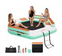 VEVOR Quai Flottant Gonflable 2,6x2,6 m Plateforme de Quai Gonflable pour Piscine Plage Mer Lac Réunions de Famille Sorties Amis Activités Nautiques avec Sac de Transport Portable, Échelle Amovible