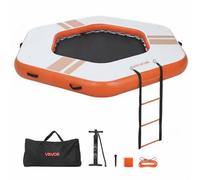 VEVOR Quai Flottant Gonflable 2,6x2,6 m Plateforme de Quai Gonflable pour Piscine Plage Mer Réunions Famille Sorties Amis Activités Nautiques avec Sac de Transport Portable, Échelle Amovible, Orange