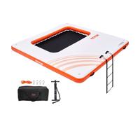 VEVOR Quai flottant gonflable, 3,04x3,04 m plate-forme de quai gonflable avec piscine en maille trampoline 1,21x2,13 m tapis d'eau antidérapant sac portable échelle amovible pour détente piscine plage