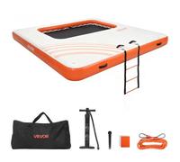 VEVOR Quai Flottant Gonflable 3,05x3,05 m Plateforme de Quai Gonflable pour Piscine Plage Mer Lac Réunions de Famille Moments de Détente entre Amis avec Sac de Transport Portable, Échelle Amovible