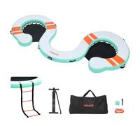 VEVOR Quai Flottant Gonflable 4,57x1,83 m Plateforme de Quai Gonflable pour Piscine Plage Mer Lac Réunions de Famille Sorties Amis Activités Nautiques avec Sac de Transport Portable, Échelle Amovible
