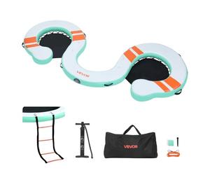 VEVOR Quai Flottant Gonflable 4,57x1,83 m Plateforme de Quai Gonflable pour Piscine Plage Mer Lac Réunions de Famille Sorties Amis Activités Nautiques avec Sac de Transport Portable, Échelle Amovible