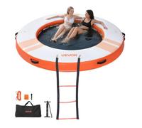 VEVOR Quai Flottant Gonflable Rond Plateforme de Quai Gonflable 2,44 m pour Piscine Plage Mer Réunions Famille Sorties Amis Activités Nautiques avec Sac de Transport Portable, Échelle Amovible, Orange