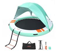 VEVOR Quai Flottant Gonflable Rond Plateforme de Quai Gonflable 3,05 m pour Piscine Plage Mer Lac Réunions de Famille Sorties Amis Activités Nautiques avec Sac de Transport Portable, Échelle Amovible
