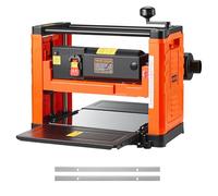 VEVOR Raboteuse Bois Électrique 2 Lames, Table de Travail Largeur 33 cm, Moteur Puissant 1800 W, 23500 tr/min, Double Rouleau, Protection Contre Surcharges, Vitesse Unique, pour Bois Durs et Tendres