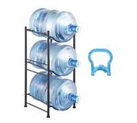 VEVOR Rack à Bonbonnes à 3 Niveaux et 1 Rangée, Support Bouteille d’Eau de 18,9 L, Capacité 3 Pièces, Range Bonbonnes d’Eau Solide, Rangement pour Garde-Manger, Cuisine, Bureau, Salon, Garage, Noir