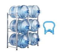 VEVOR Rack à Bonbonnes Support 6 Bouteilles d’Eau 3 Niveaux 2 Rangée Argenté