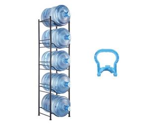 VEVOR Rack à Bonbonnes à 5 Niveaux et 1 Rangée, Support Bouteille d’Eau de 18,9 L, Capacité 5 Pièces, Range Bonbonnes d’Eau Solide, Rangement pour Garde-Manger, Cuisine, Bureau, Salon, Usine, Noir